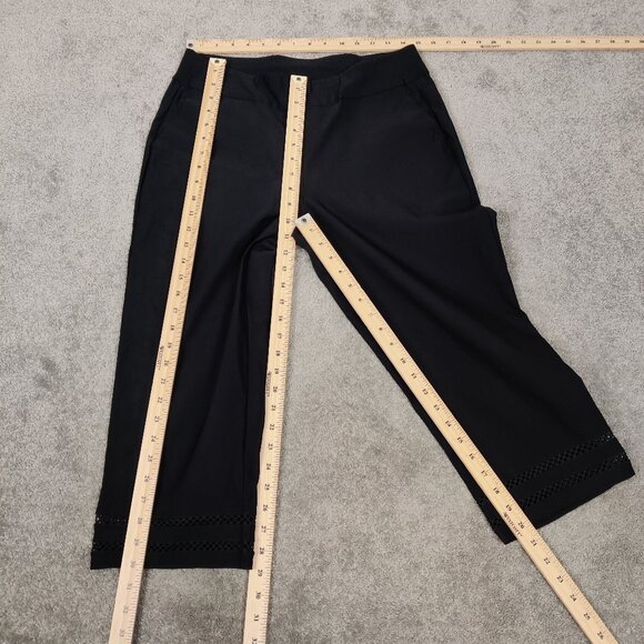Classic Editions Women's 2 Pcs Cropped Pants Size S Black White Rayon Cutwork - Picture 7 of 16